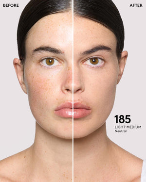 before + after imagery for shade 185 in pro filt'r soft matte longwear foundation