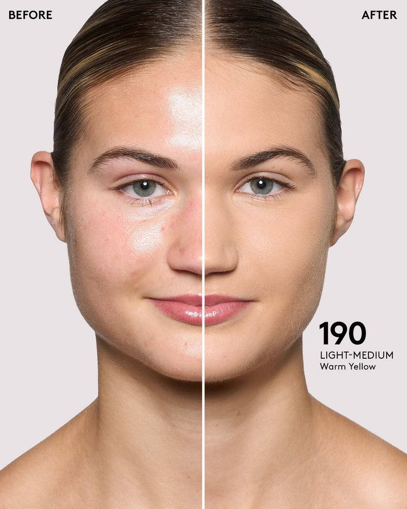 before + after imagery for shade 190 in pro filt'r soft matte longwear foundation