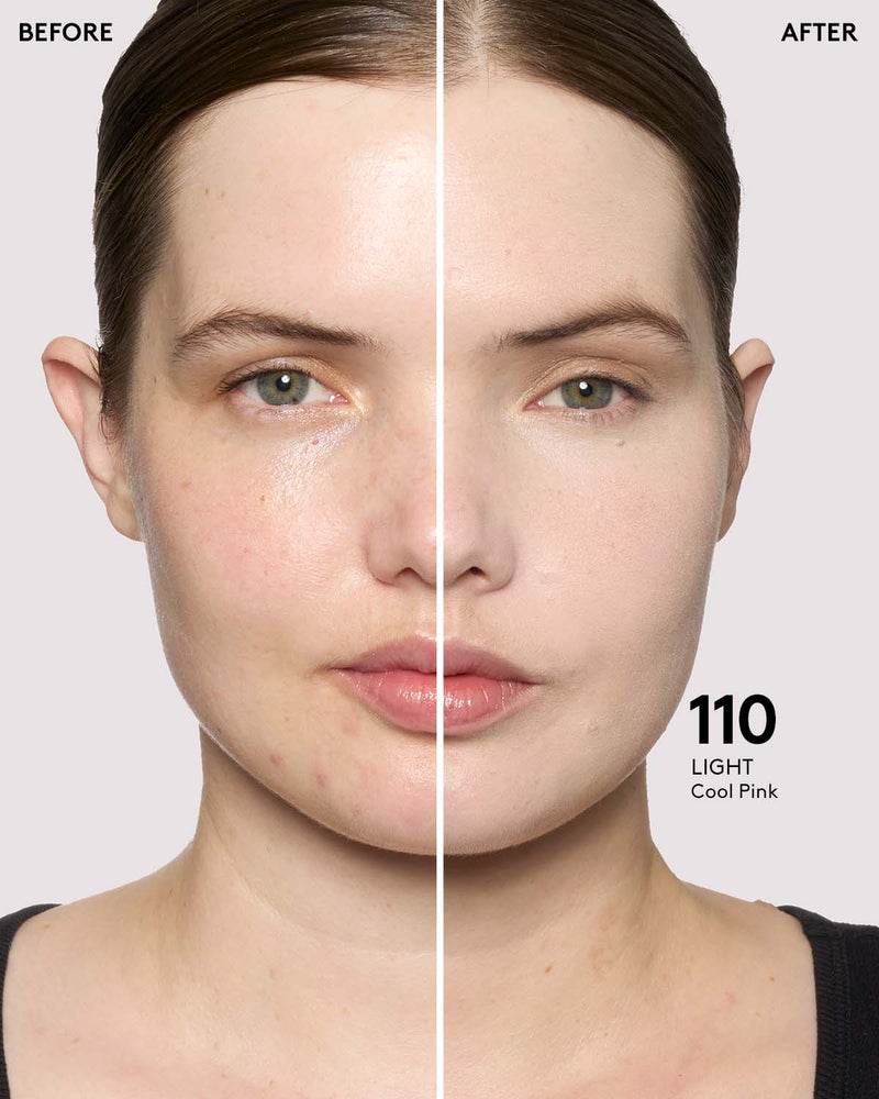 before + after imagery for shade 110 in pro filt'r soft matte longwear foundation