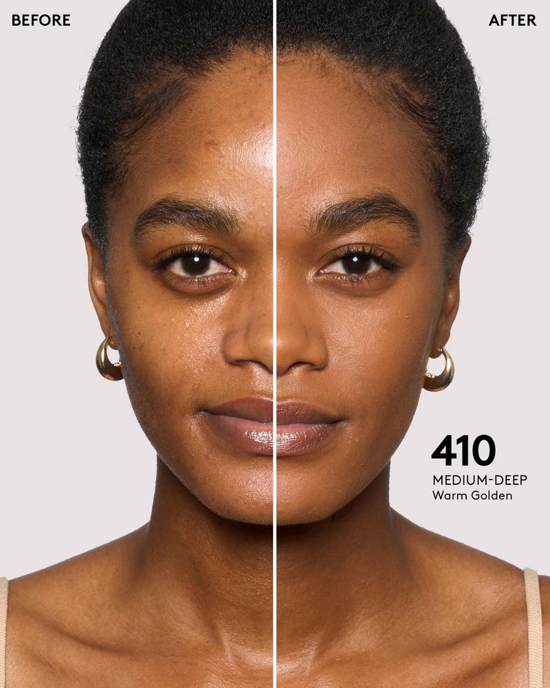 before + after imagery for shade 410 in pro filt'r soft matte longwear foundation