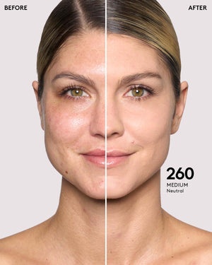 before + after imagery for shade 260 in pro filt'r soft matte longwear foundation