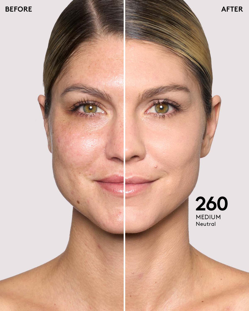 before + after imagery for shade 260 in pro filt'r soft matte longwear foundation