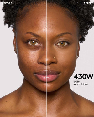 Before and after of deep skin tone model.