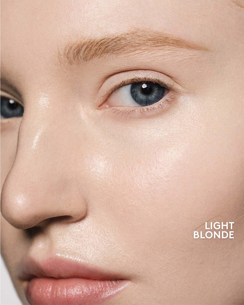 light skin toned model wearing brow MVP in light blonde