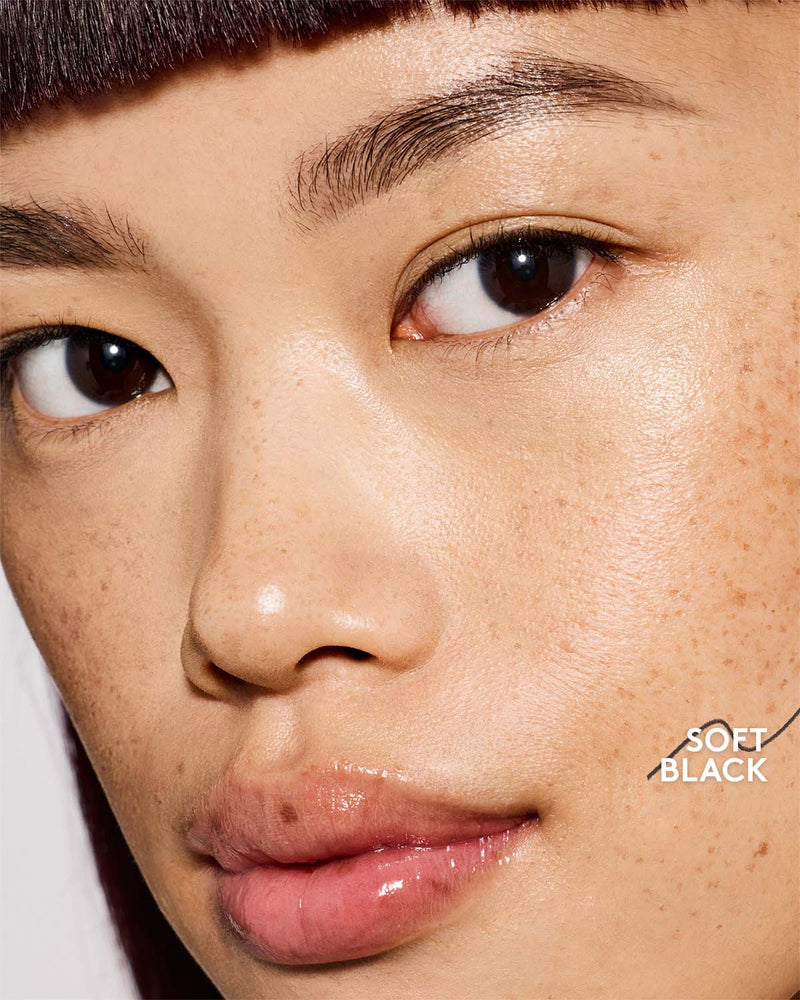 light skin toned model wearing brow MVP in soft black
