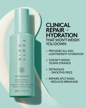 Clinical repair + hydration that won't weigh you down. Provides all-day lightweight hydration. Doesn't weigh down strands. Detangles + smooths frizz. Repairs split ends + reduces breakage.