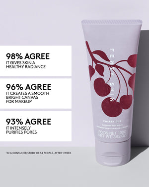 Overlay text saying: "98% agree it gives skin a healthy radiance, 96% agree it creates a smooth bright canvas for makeup, 93% agree it intensly purifies pores".