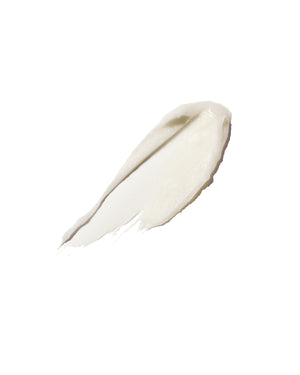 Texture smear of lux balm lip balm on a white background.