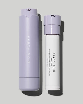 Bottle of Hydra Vizor Invisible Moisturizer Broad Spectrum SPF 30 Sunscreen with Niacinamide + Kalahari Melon on a lilac backdrop.