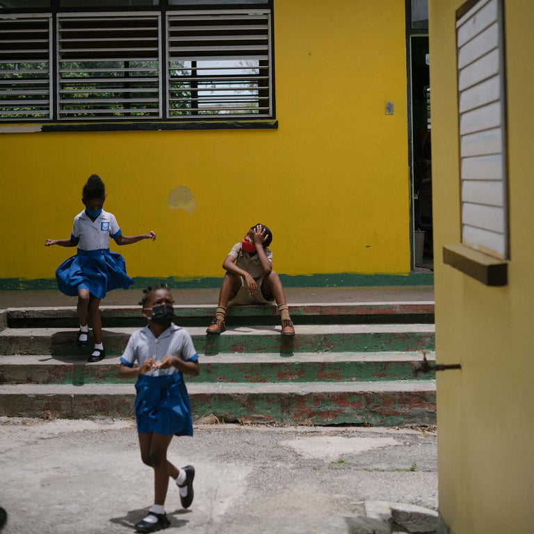 Children playing outside St. Paul’s Primary School, Barbados.