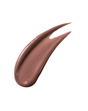A smear of Gloss Bomb Universal Lip Luminizer in the shade Hot Chocolit on a white background.
