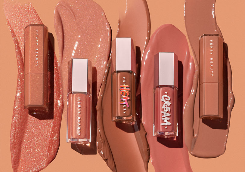 Fenty Beauty Gloss Bomb shade collection in Fenty Glow.