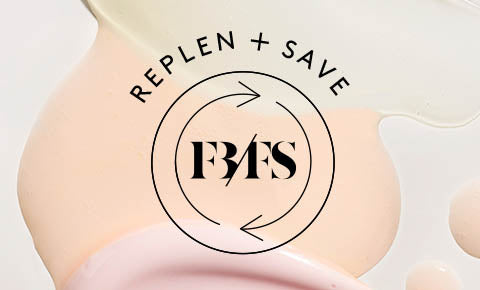 Fenty Beauty + Fenty Skin Replen + Save auto-replenish subscription program logo.