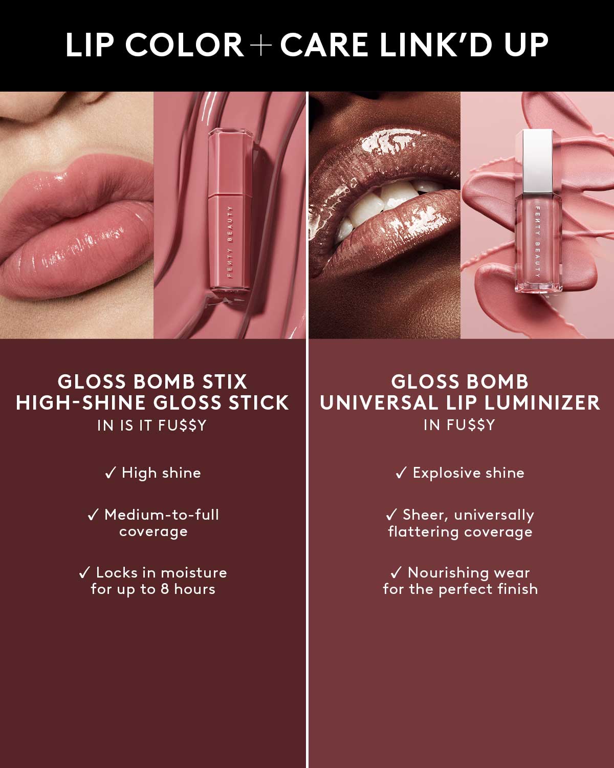 FENTY BEAUTY GLOSS BOMB ピンク リップグロス Gloss Bomb Stix High-Shine Gloss Stick — RiRi | Fenty Beauty