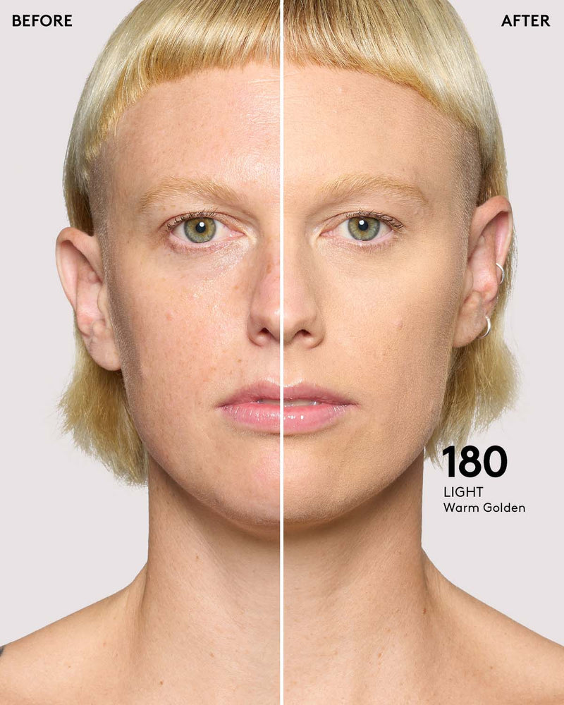 before and after of light-medium skin toned model in pro filt'r concealer