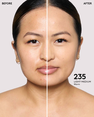 before and after of light-medium skin toned model in pro filt'r concealer