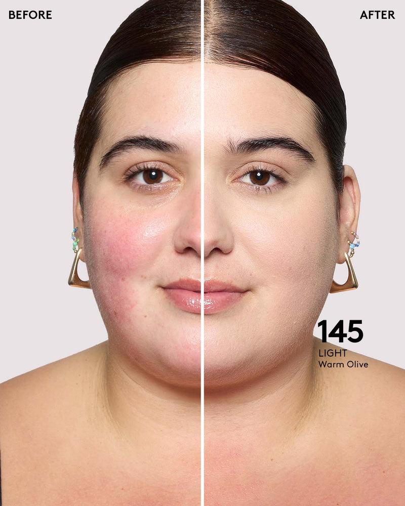 before and after of light skin toned model in pro filt'r concealer