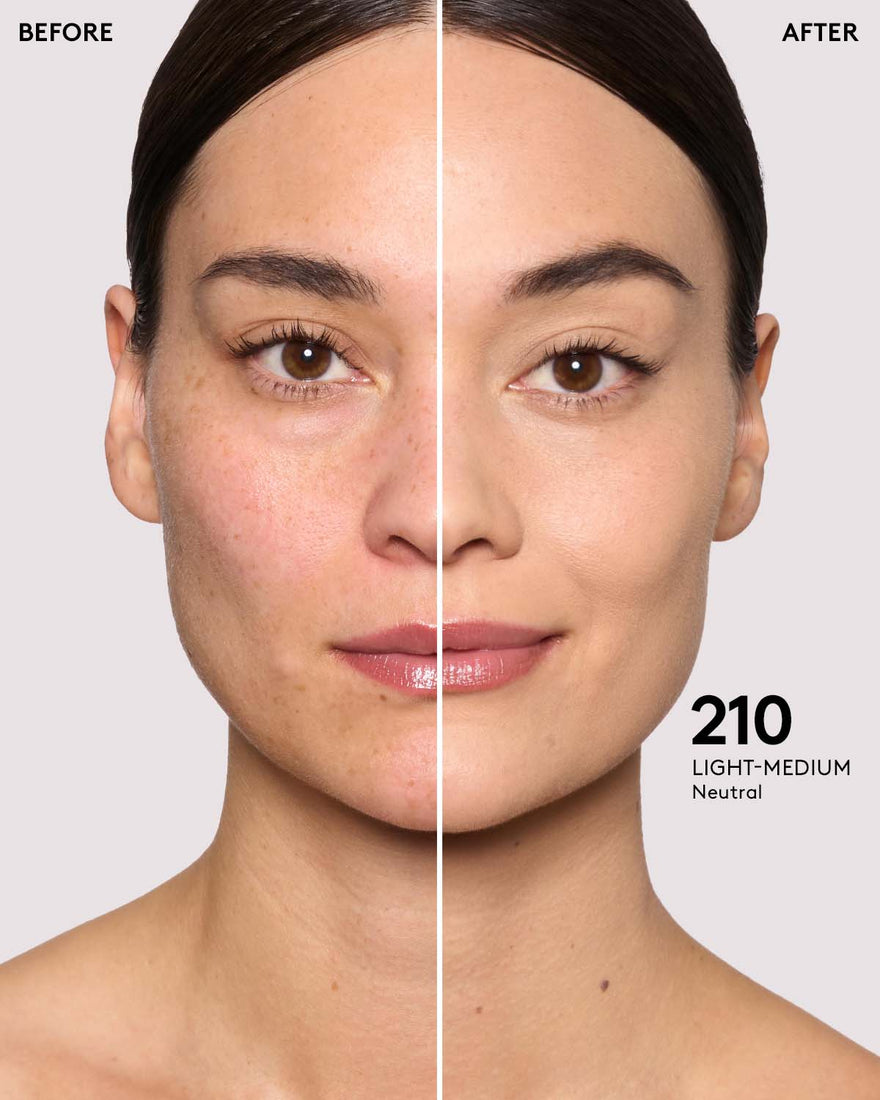 before + after imagery for shade 210 in pro filt'r soft matte longwear foundation