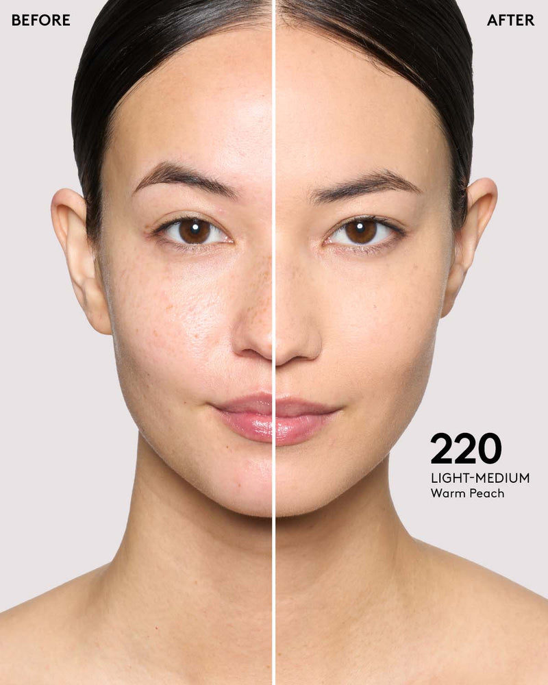 before + after imagery for shade 220 in pro filt'r soft matte longwear foundation