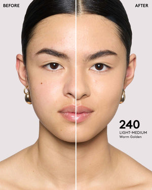before + after imagery for shade 240 in pro filt'r soft matte longwear foundation