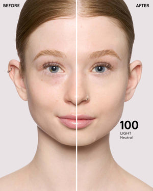 before + after imagery for shade 100 in pro filt'r soft matte longwear foundation
