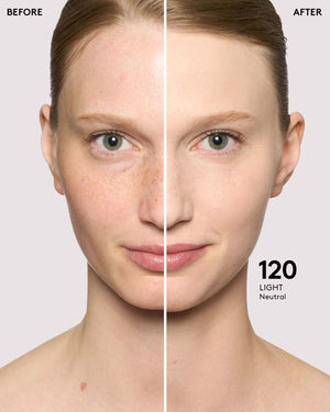 before + after imagery for shade 120 in pro filt'r soft matte longwear foundation