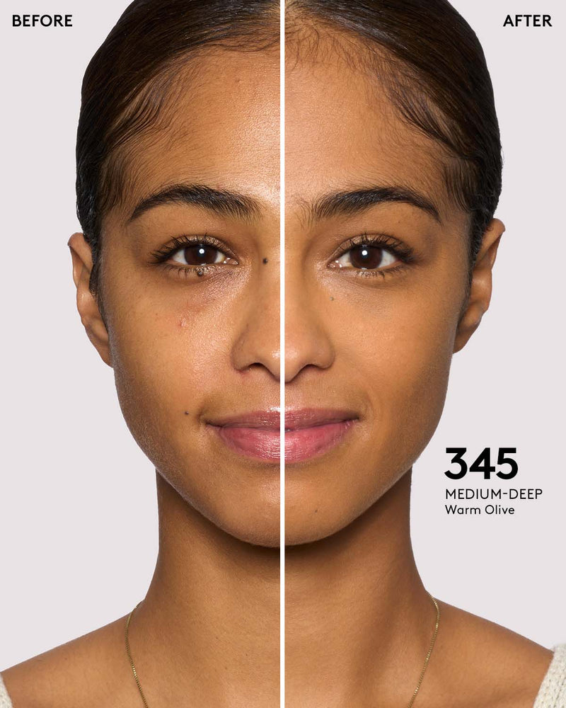 before + after imagery for shade 345 in pro filt'r soft matte longwear foundation
