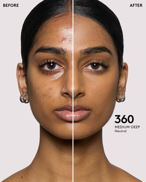 before + after imagery for shade 360 in pro filt'r soft matte longwear foundation