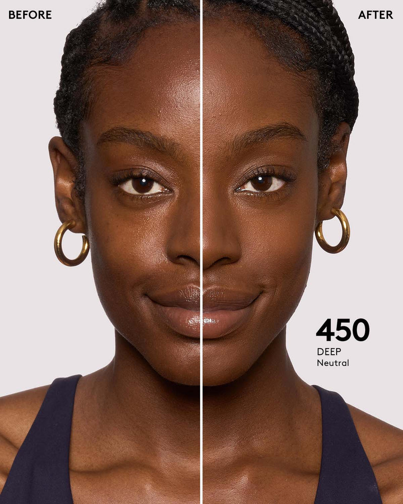 before + after imagery for shade 450 in pro filt'r soft matte longwear foundation