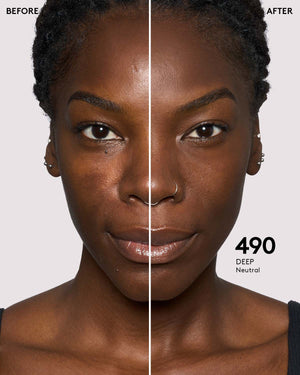 before + after imagery for shade 490 in pro filt'r soft matte longwear foundation