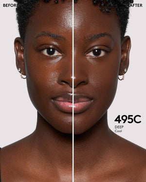 Before and after of deep skin tone model.