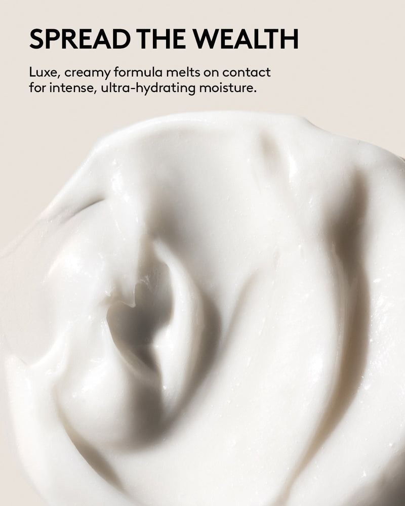 Dollop of Fenty Hair Deep Conditioner with text "Spread the wealth. Luxe, creamy formula melts on contact for intense, ultra-hydrating moisture."