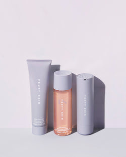 Bundle of Fenty Skin Start'r Set containing full-size versions of Total Cleans’r Face Cleanser, Fat Water Serum Toner, and Hydra Vizor Sunscreen.